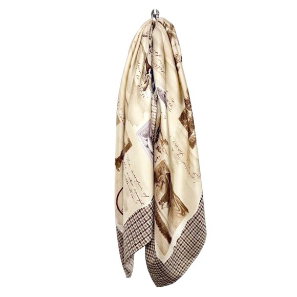 VINTAGE Ralph Lauren Outdoors Woodlands Poetry Silk Houndstooth Scarf - Picture 2 of 7